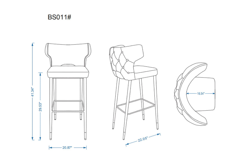Manhattan Comfort Holguin 41.34\" Wooden Barstool - Grey, Black & Gold