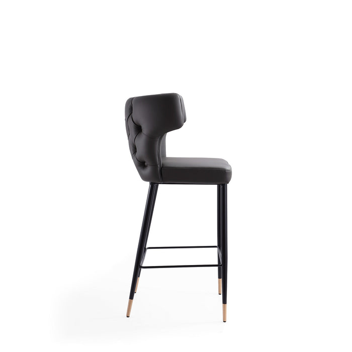 Manhattan Comfort Holguin 41.34\" Wooden Barstool - Grey, Black & Gold