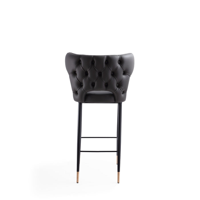 Manhattan Comfort Holguin 41.34\" Wooden Barstool - Grey, Black & Gold