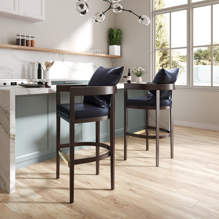 Manhattan Comfort Ritz 38\" Beech Wood Barstool - Black & Dark Walnut
