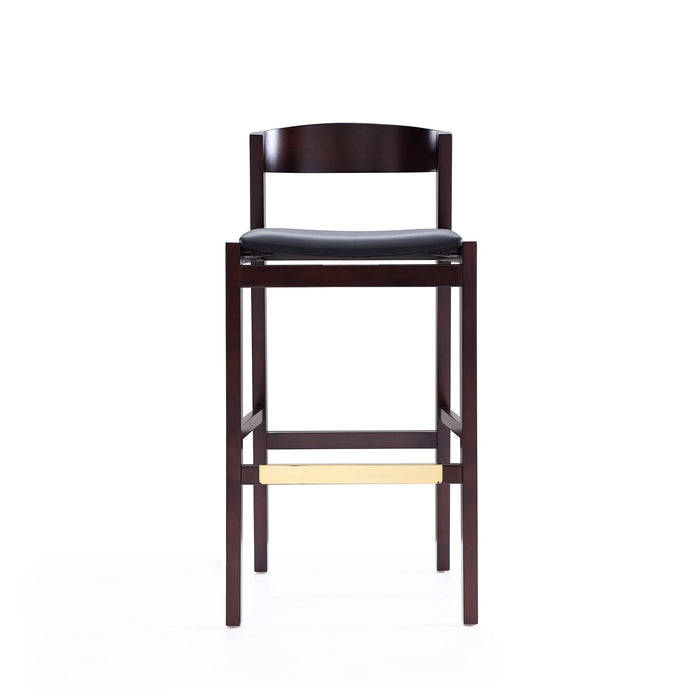 Manhattan Comfort Klismos 40.75\" Beech Wood Barstool - Black & Dark Walnut