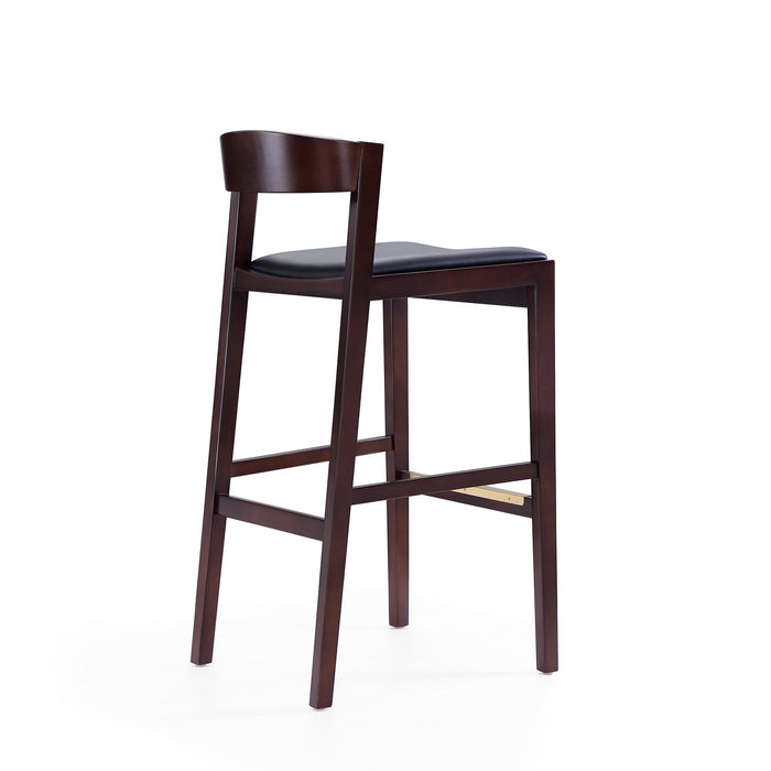Manhattan Comfort Klismos 40.75\" Beech Wood Barstool - Black & Dark Walnut