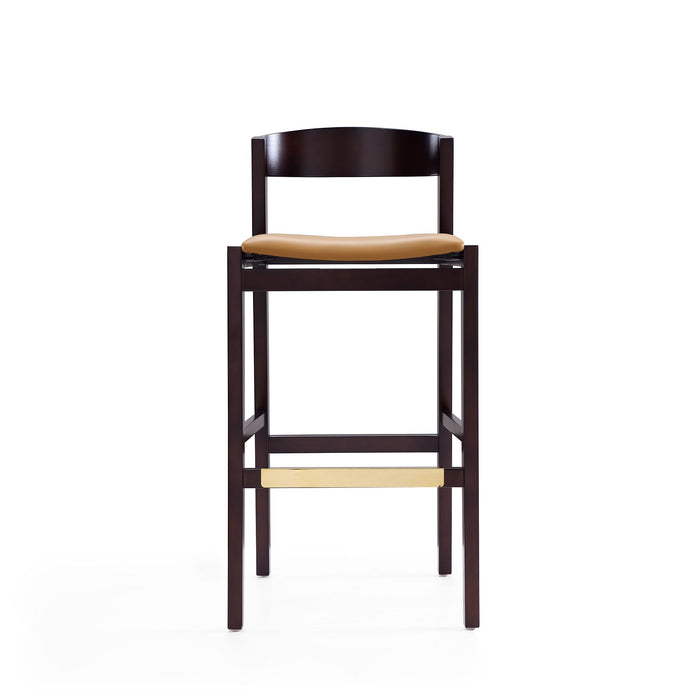 Manhattan Comfort Klismos 40.75\" Beech Wood Barstool - Camel & Dark Walnut