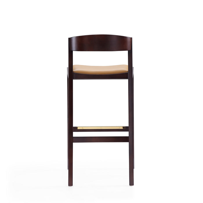 Manhattan Comfort Klismos 40.75\" Beech Wood Barstool - Camel & Dark Walnut