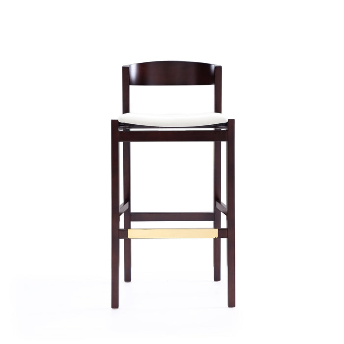 Manhattan Comfort Klismos 40.75\" Beech Wood Barstool - Ivory & Dark Walnut