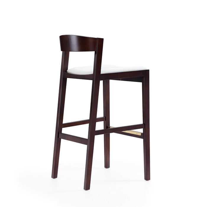 Manhattan Comfort Klismos 40.75\" Beech Wood Barstool - Ivory & Dark Walnut