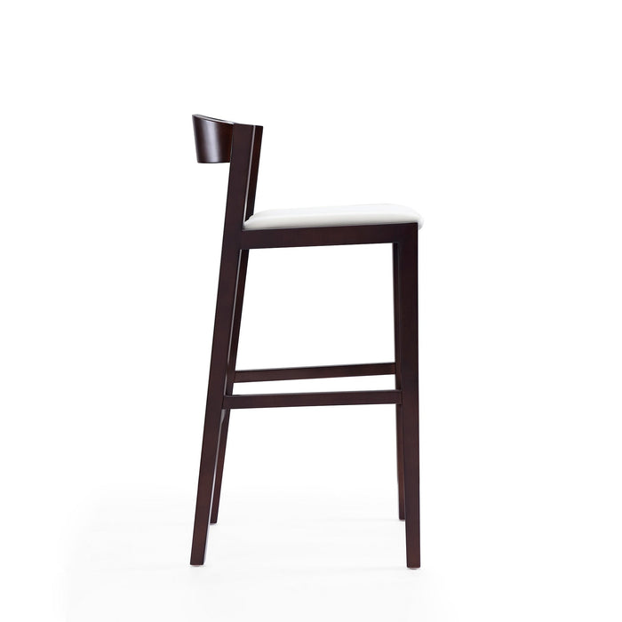 Manhattan Comfort Klismos 40.75\" Beech Wood Barstool - Ivory & Dark Walnut