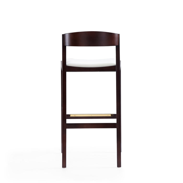 Manhattan Comfort Klismos 40.75\" Beech Wood Barstool - Ivory & Dark Walnut
