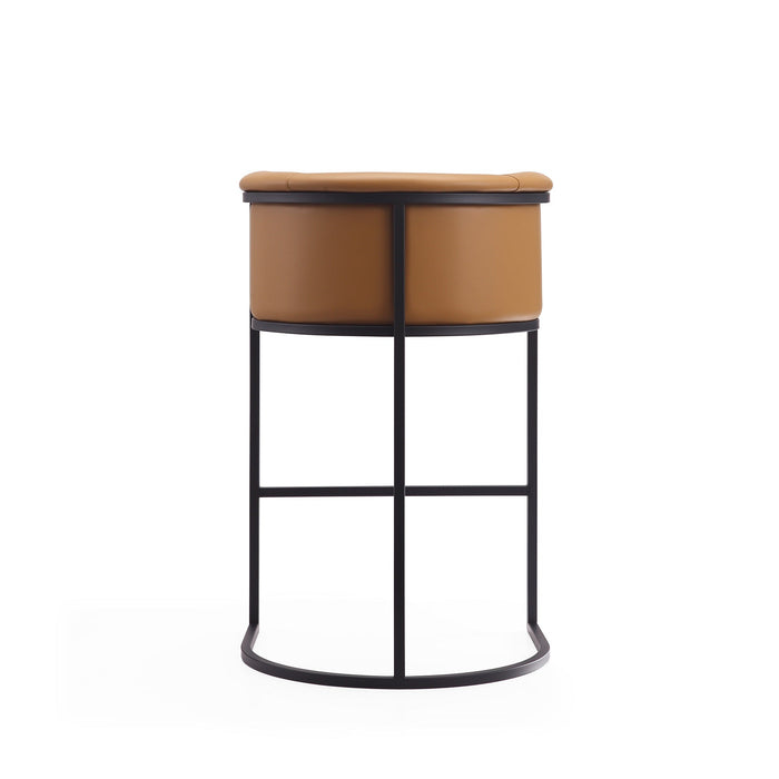Manhattan Comfort Cosmopolitan 37.8\" Metal Barstool - Camel & Black