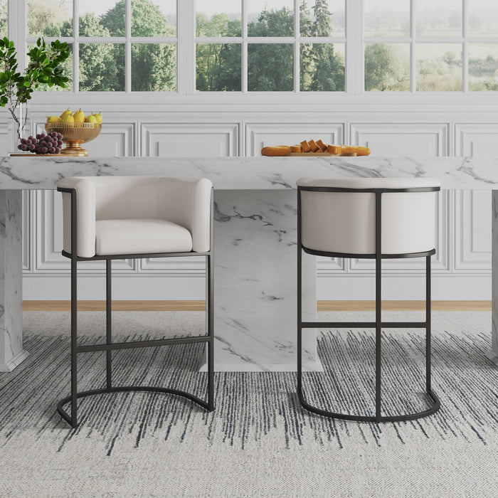 Manhattan Comfort Cosmopolitan 37.8\" Metal Barstool - Cream & Black