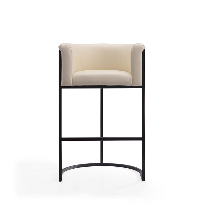 Manhattan Comfort Cosmopolitan 37.8\" Metal Barstool - Cream & Black
