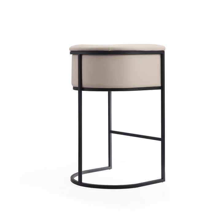 Manhattan Comfort Cosmopolitan 37.8\" Metal Barstool - Cream & Black