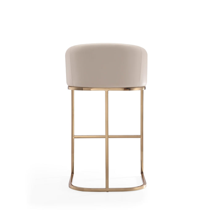 Manhattan Comfort Louvre 40\" Stainless Steel Barstool - Cream & Titanium Gold
