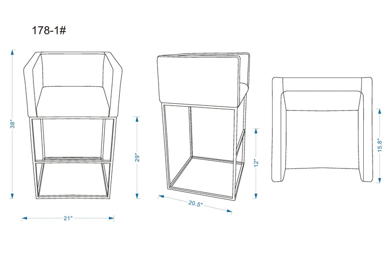 Manhattan Comfort Embassy 38\" Metal Barstool - Grey & Black