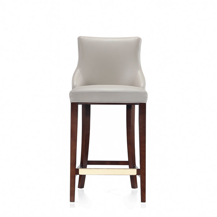 Manhattan Comfort Modern Shubert Barstool Upholstered Leatherette with Beech Wood Legs - Light Grey
