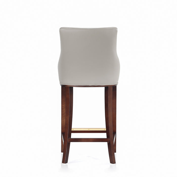 Manhattan Comfort Modern Shubert Barstool Upholstered Leatherette with Beech Wood Legs - Light Grey