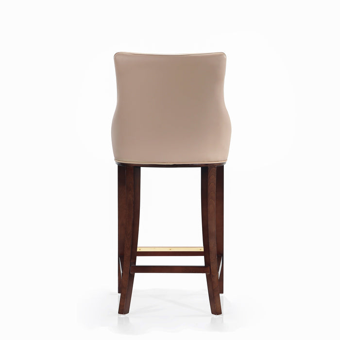 Manhattan Comfort Modern Shubert Barstool Upholstered Leatherette with Beech Wood Legs - Tan