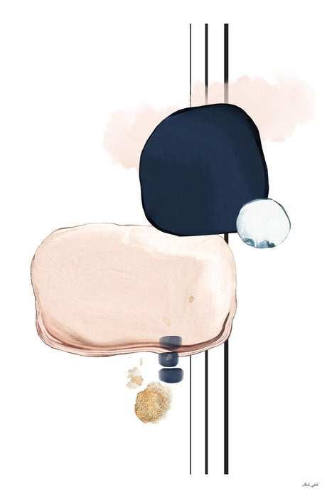 \"Abstract Study Blush And Navy Blue\" Giant Art 72x48 Wall Art