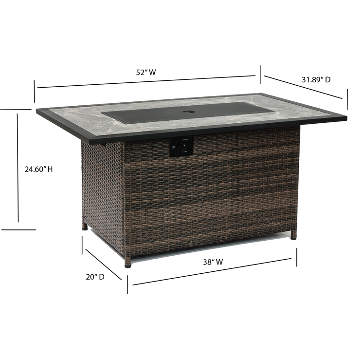Deko Living Wicker Gas Outdoor Firepit Table 
