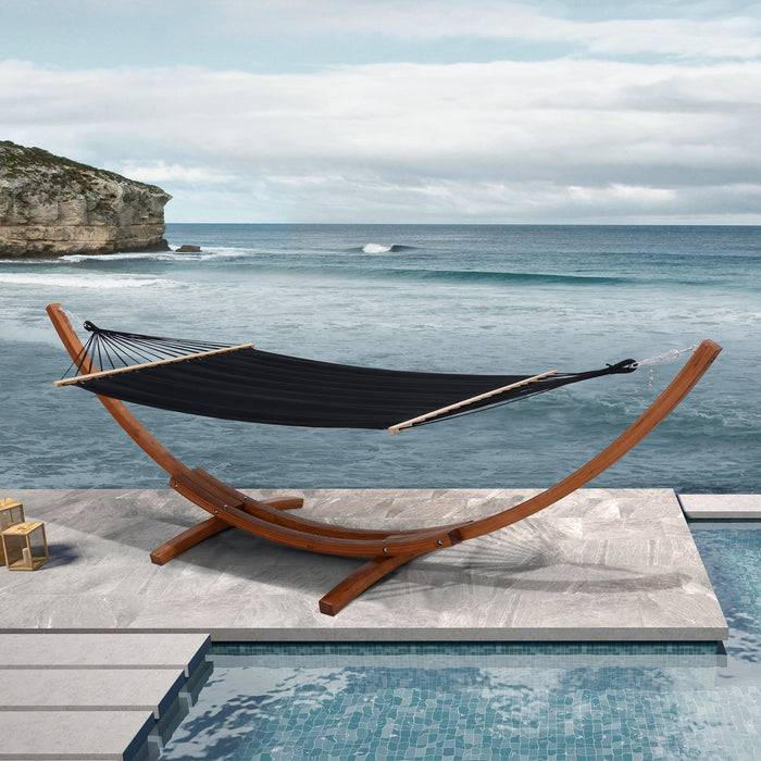 Deko Living Outdoor Cedar Wood Hammock - Black