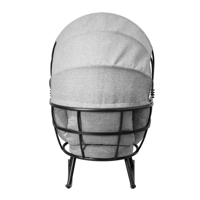 Deko Living Outdoor Rocking Egg Chair with Canopy - Black