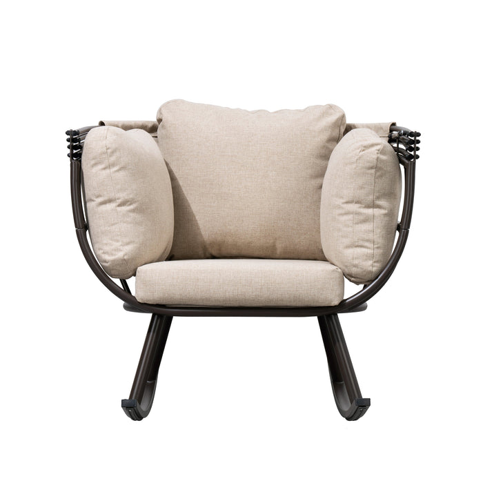 Deko Living Outdoor Rocking Egg Chair with Canopy - Brown