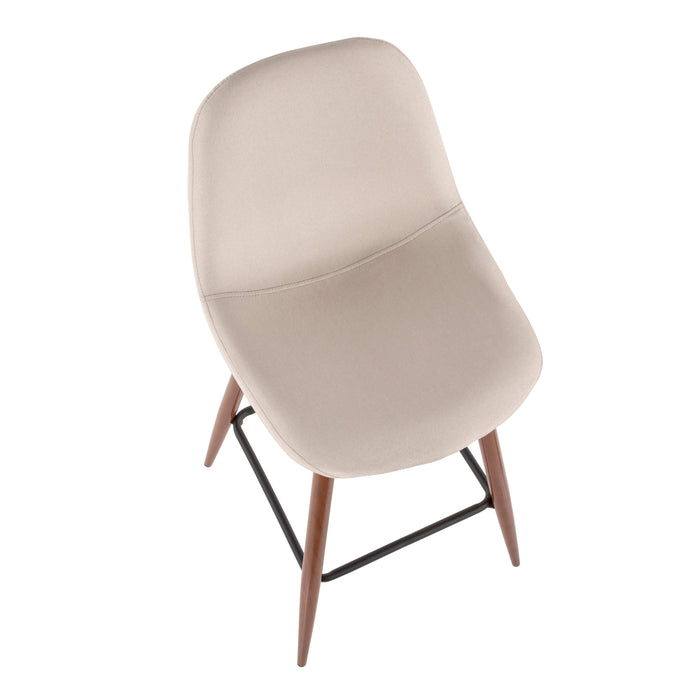 LumiSource Pebble Beige Fabric Mid-Century Modern Counter-Height Stool - Set of 2