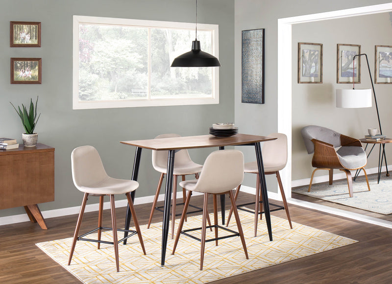 LumiSource Pebble Beige Fabric Mid-Century Modern Counter-Height Stool - Set of 2