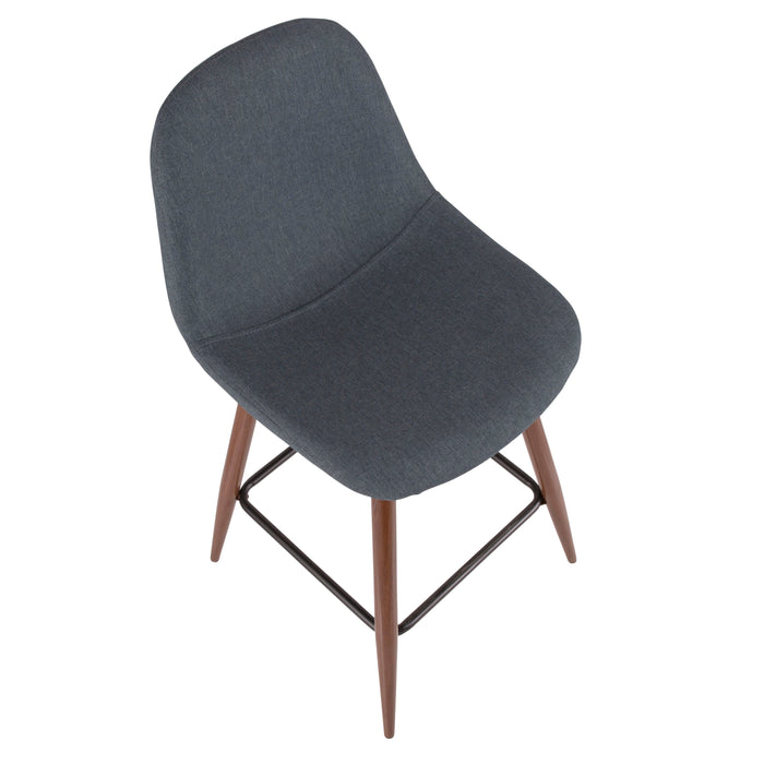 LumiSource Pebble Blue Fabric Mid-Century Modern Counter-Height Stool - Set of 2