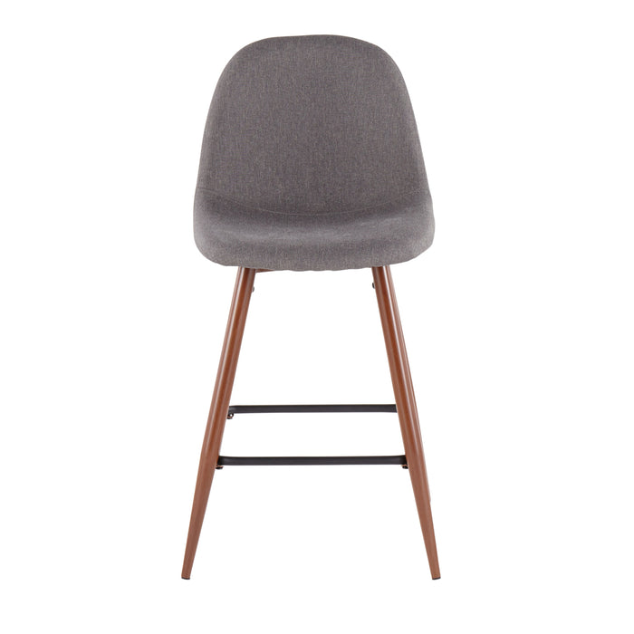 LumiSource Pebble Charcoal Fabric Mid-Century Modern Counter-Height Stool - Set of 2