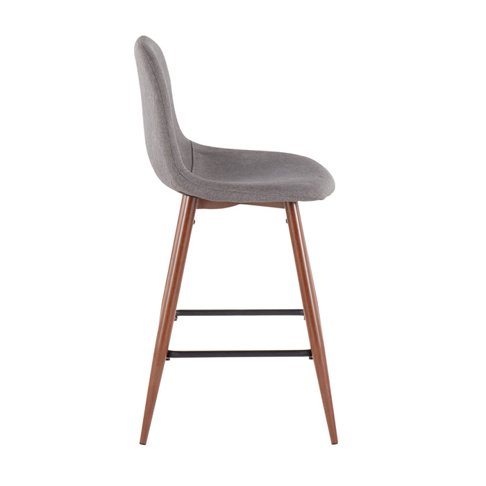 LumiSource Pebble Charcoal Fabric Mid-Century Modern Counter-Height Stool - Set of 2