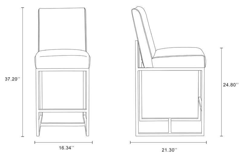 Manhattan Comfort Element 37.2\" Polished Chrome Stainless Steel Counter Height Barstool - Pearl White