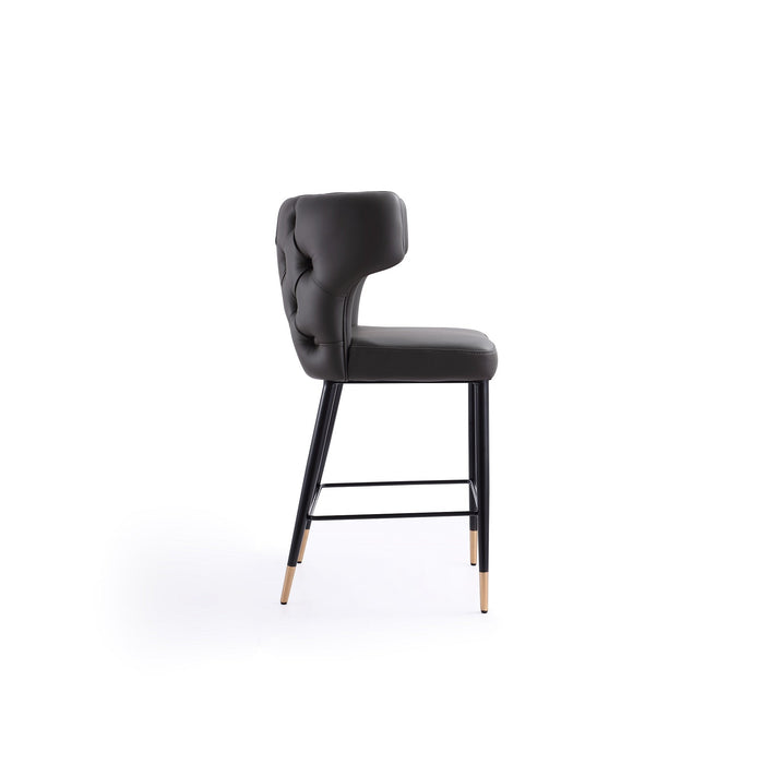 Manhattan Comfort Holguin 37\" Counter Height Barstool with Tufted Back Buttons - Grey