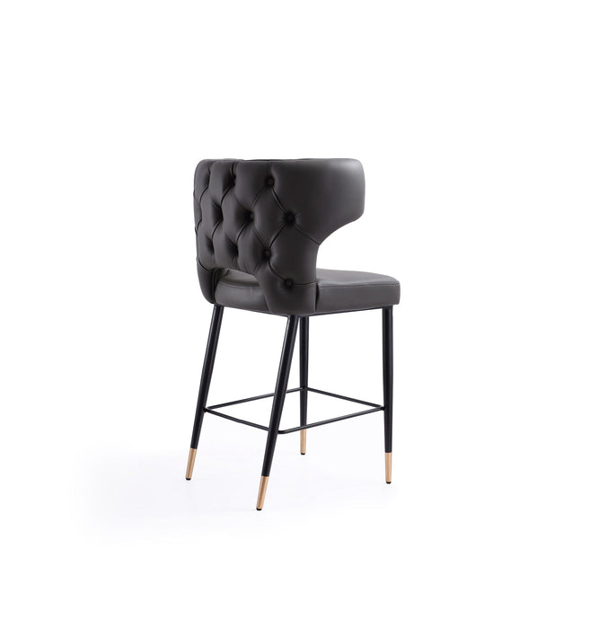 Manhattan Comfort Holguin 37\" Counter Height Barstool with Tufted Back Buttons - Grey