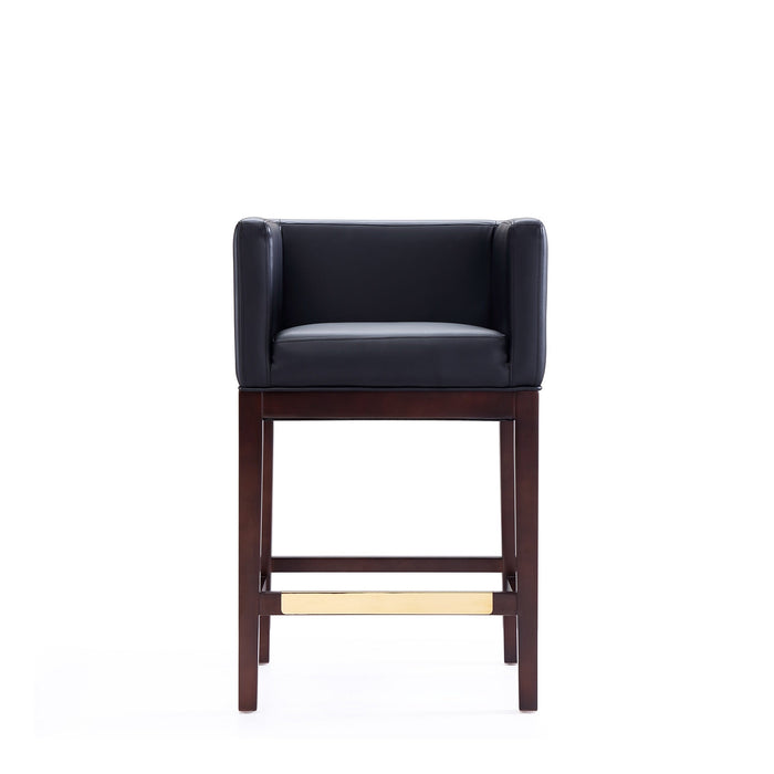Manhattan Comfort Kingsley 34\" Beech Wood Counter Height Barstool - Black & Dark Walnut