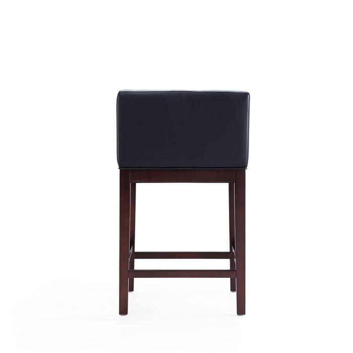 Manhattan Comfort Kingsley 34\" Beech Wood Counter Height Barstool - Black & Dark Walnut