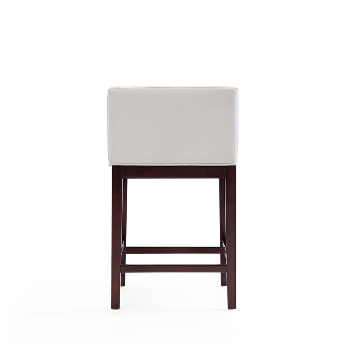 Manhattan Comfort Kingsley 34\" Beech Wood Counter Height Barstool - Ivory & Dark Walnut