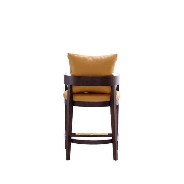 Manhattan Comfort Ritz 34\" Beech Wood Counter Height Barstool - Camel & Dark Walnut