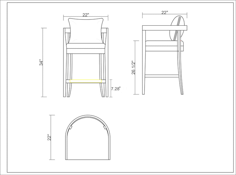 Manhattan Comfort Ritz 34\" Beech Wood Counter Height Barstool - Ivory & Dark Walnut