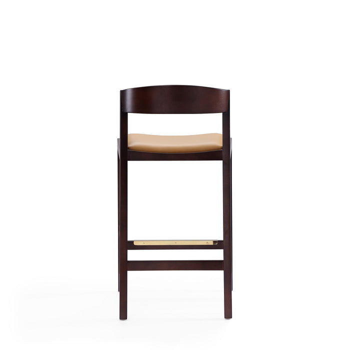 Manhattan Comfort Klismos 36.75\" Beech Wood Counter Height Barstool - Camel & Dark Walnut