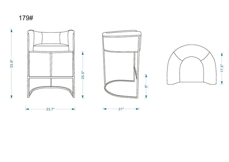 Manhattan Comfort Cosmopolitan 33.8\" Metal Counter Height Barstool - Camel & Black