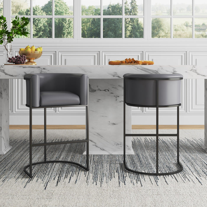 Manhattan Comfort Cosmopolitan 33.8\" Metal Counter Height Barstool - Grey & Black