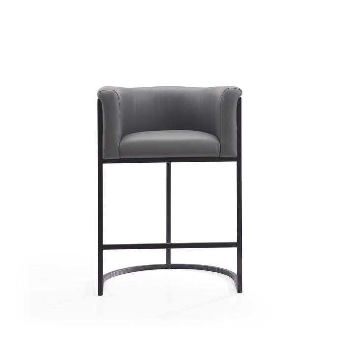 Manhattan Comfort Cosmopolitan 33.8\" Metal Counter Height Barstool - Grey & Black