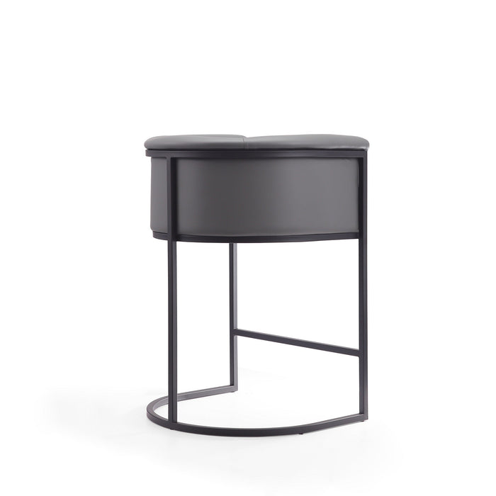 Manhattan Comfort Cosmopolitan 33.8\" Metal Counter Height Barstool - Grey & Black