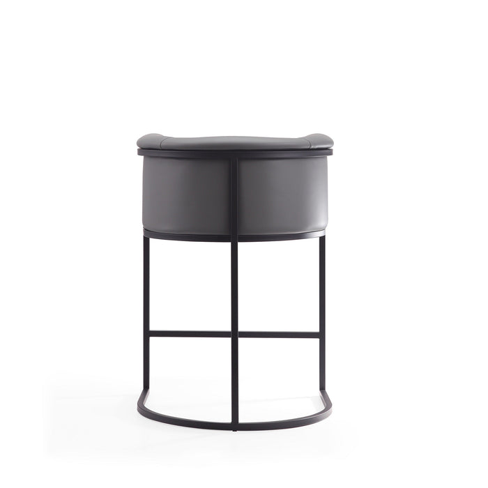 Manhattan Comfort Cosmopolitan 33.8\" Metal Counter Height Barstool - Grey & Black