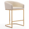 Manhattan Comfort Louvre 36\" Stainless Steel Counter Height Barstool - Cream & Titanium Gold