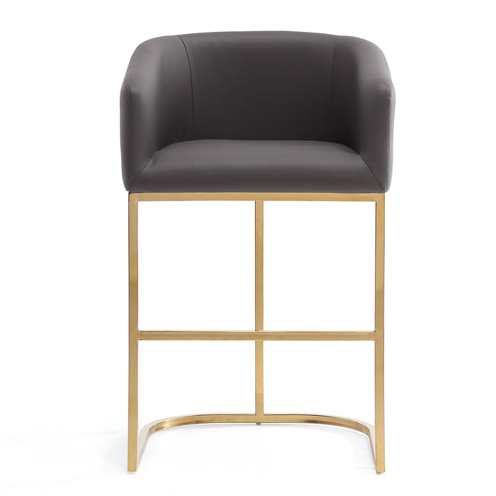 Manhattan Comfort Louvre 36\" Stainless Steel Counter Height Barstool - Grey & Titanium Gold