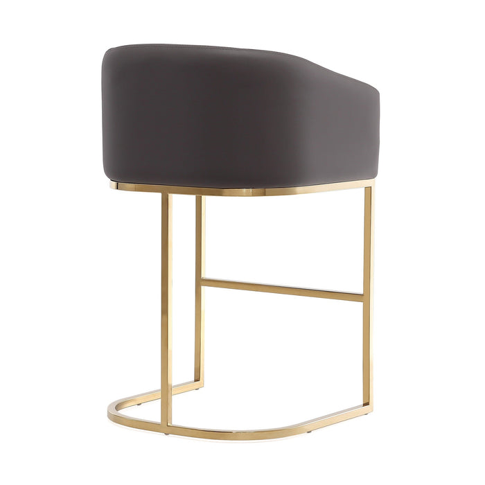 Manhattan Comfort Louvre 36\" Stainless Steel Counter Height Barstool - Grey & Titanium Gold