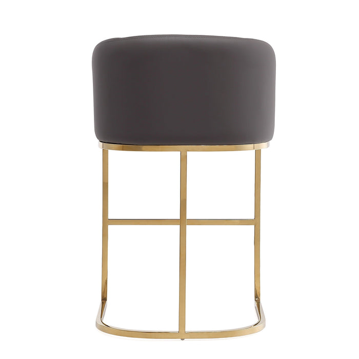Manhattan Comfort Louvre 36\" Stainless Steel Counter Height Barstool - Grey & Titanium Gold