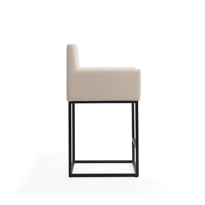 Manhattan Comfort Ambassador 38\" Metal Counter Height Barstool - Cream & Black